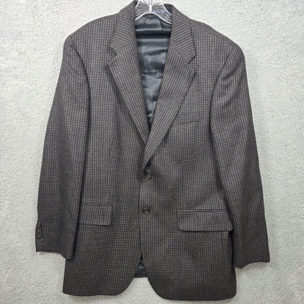 Chaps Ralph Lauren Gray Herringbone 100% Wool Blazer Jacket Sport Coat Sz 42R